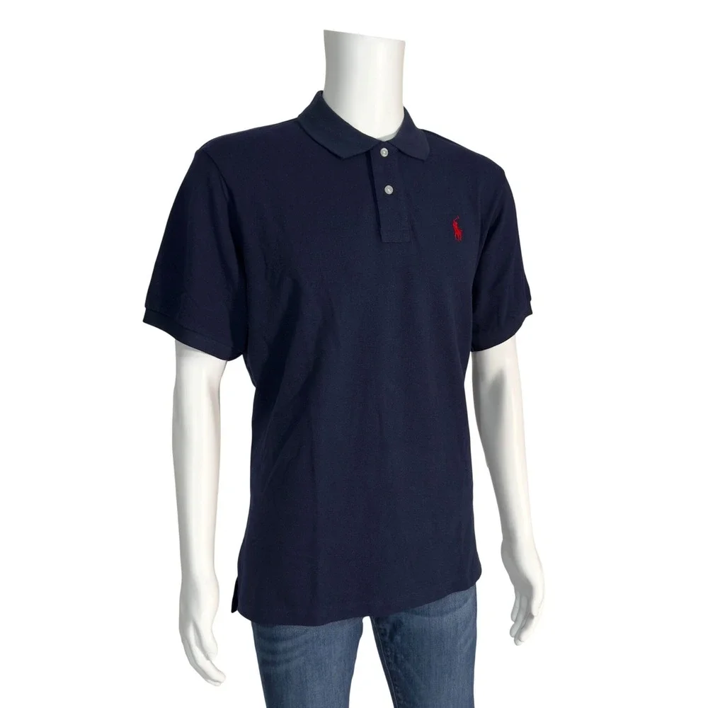 Polo Ralph Lauren Polo Shirt Mens XXL Navy New Custom Fit Mesh Pony Logo